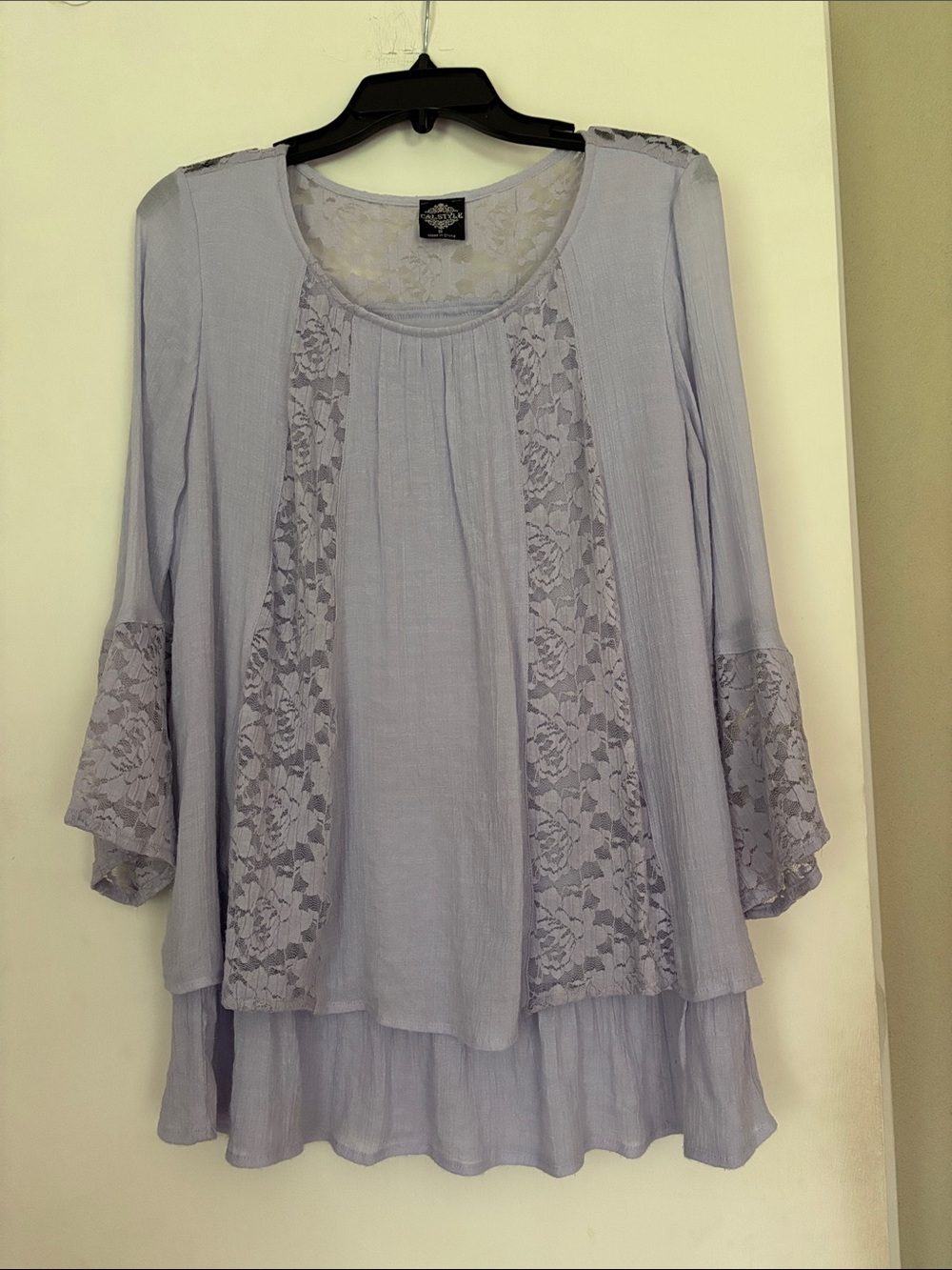 Lace-Panel Light Lavender Women’s Tunic Top size S